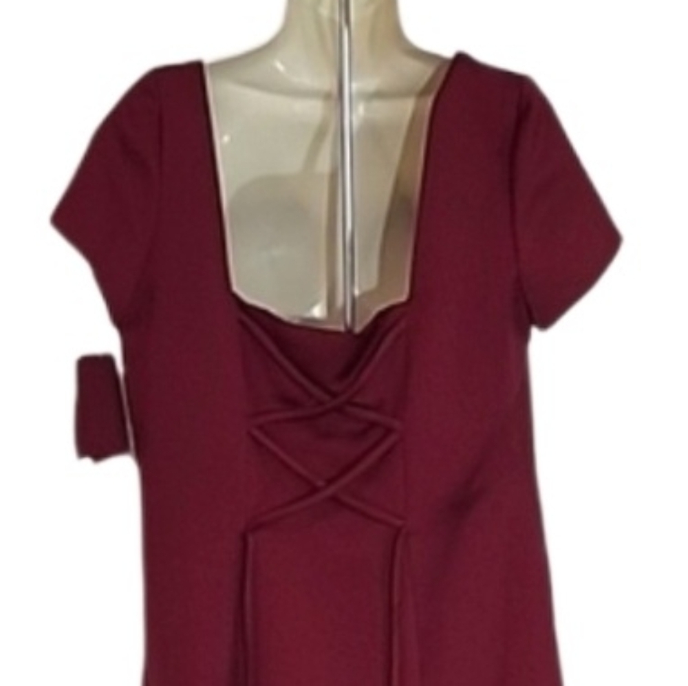 Dress Vintage Faux Corset Burgundy Plus Size 18 - Picture 6 of 13